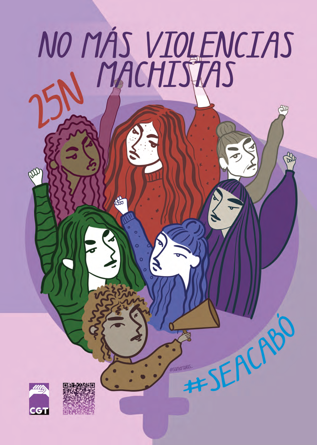 Cartel de CGT llamando a la movilización este 25N bajo el lema "No más violencias machistas. 25N Se Acabó"