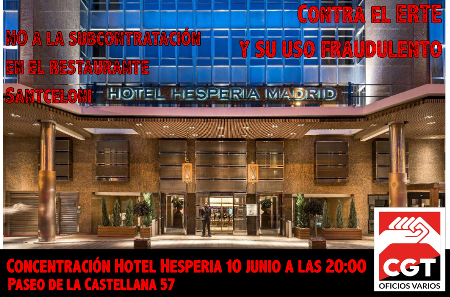 Concentración Hotel Hesperia 10 de junio a las 20 horas